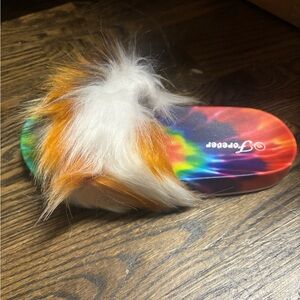 Forever Link Multicolor Furry Slide Sandals